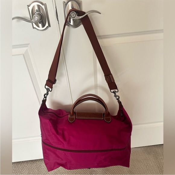 NWT Le Pilage extensible modele depose dahlia raspberry purple pink travel tote - Picture 3 of 15